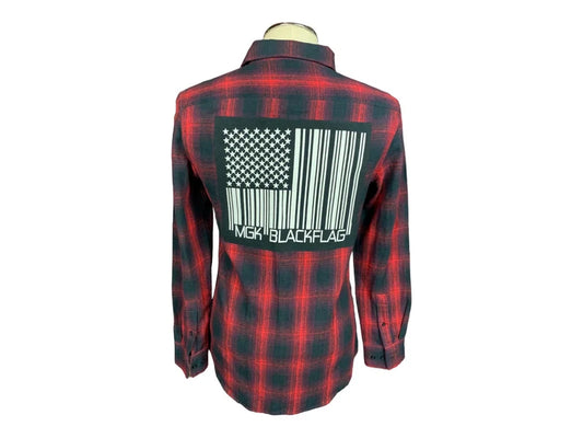 Machine Gun Kelly Black Flag Flannel Shirt Custom Rework XS
