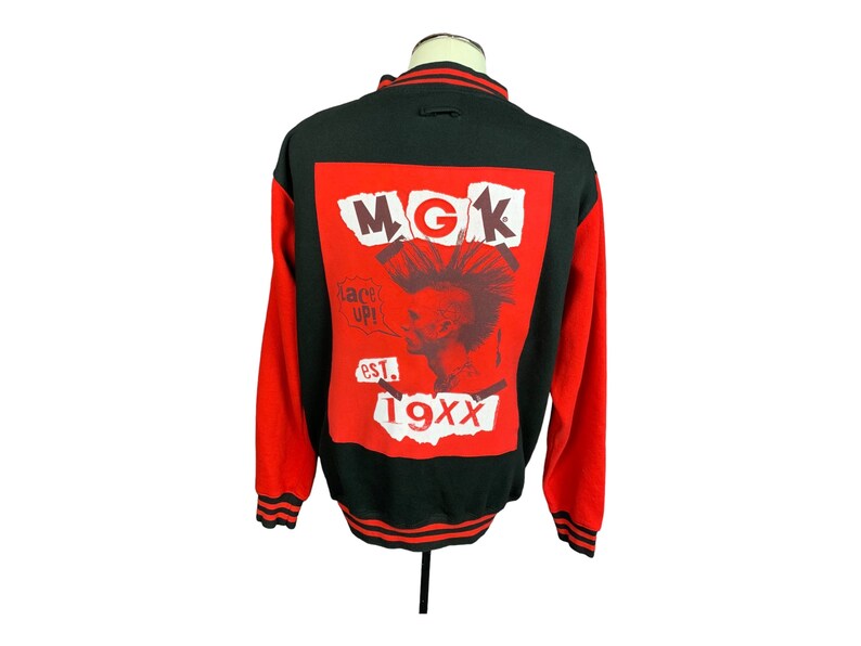 Machine Gun Kelly Lace Up Varisty Style Jacket Custom Rework