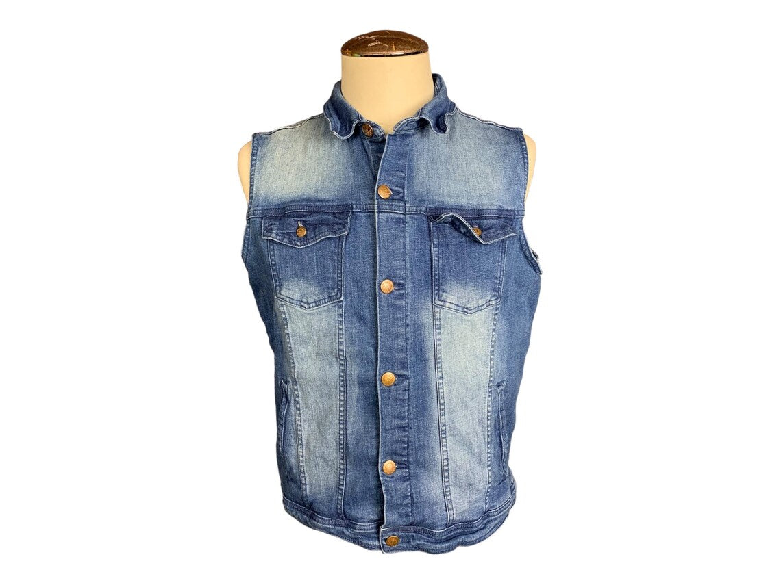 Stone Cold Steve Austin Denim Vest Custom Rework XL