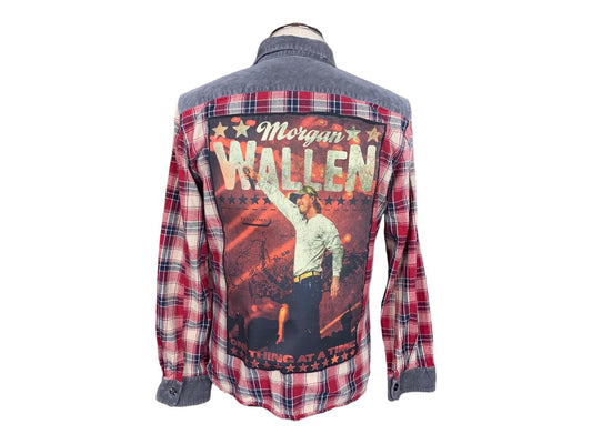 Morgan Wallen Flannel Shirt Custom Rework Large