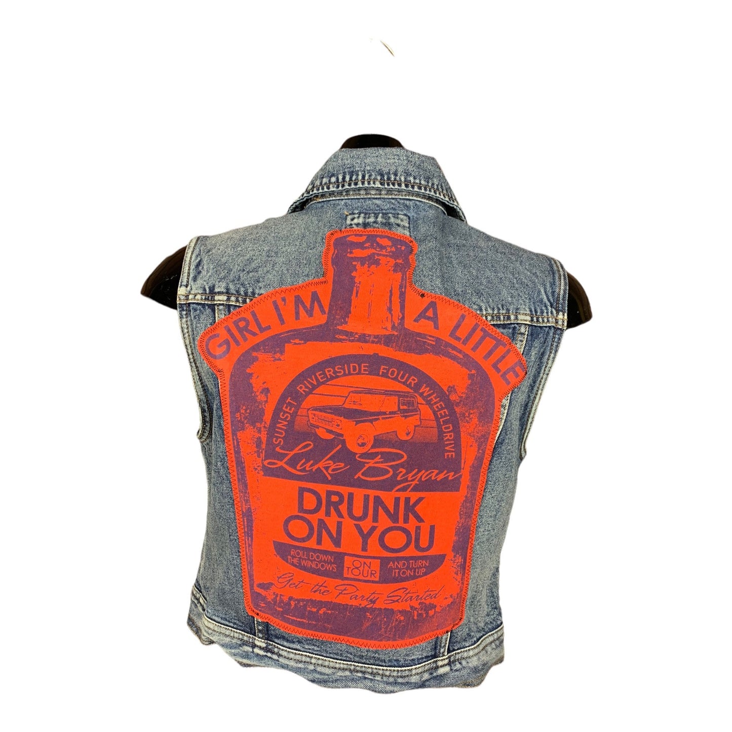 Luke Bryan Jean Vest Custom Rework Ladies S